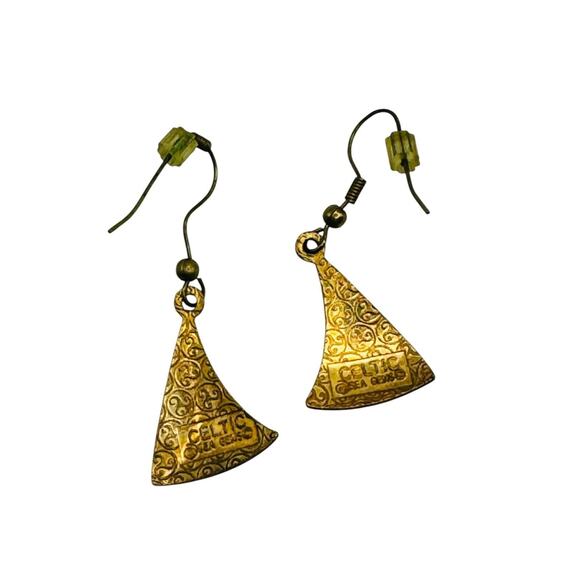 Vintage Brass Celtic Knot Dangle Earrings with Antique Finish Rare - Picture 6 of 6